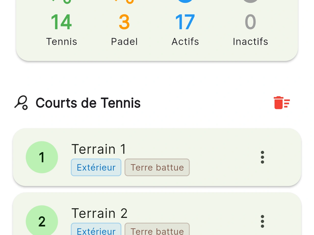 Configuration terrains