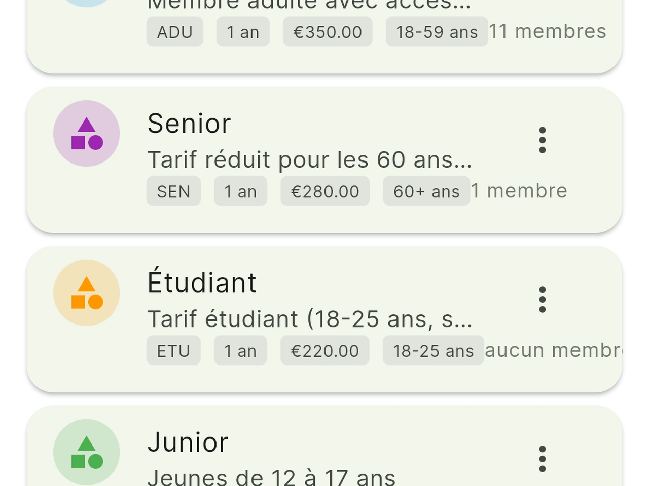Types d'abonnement